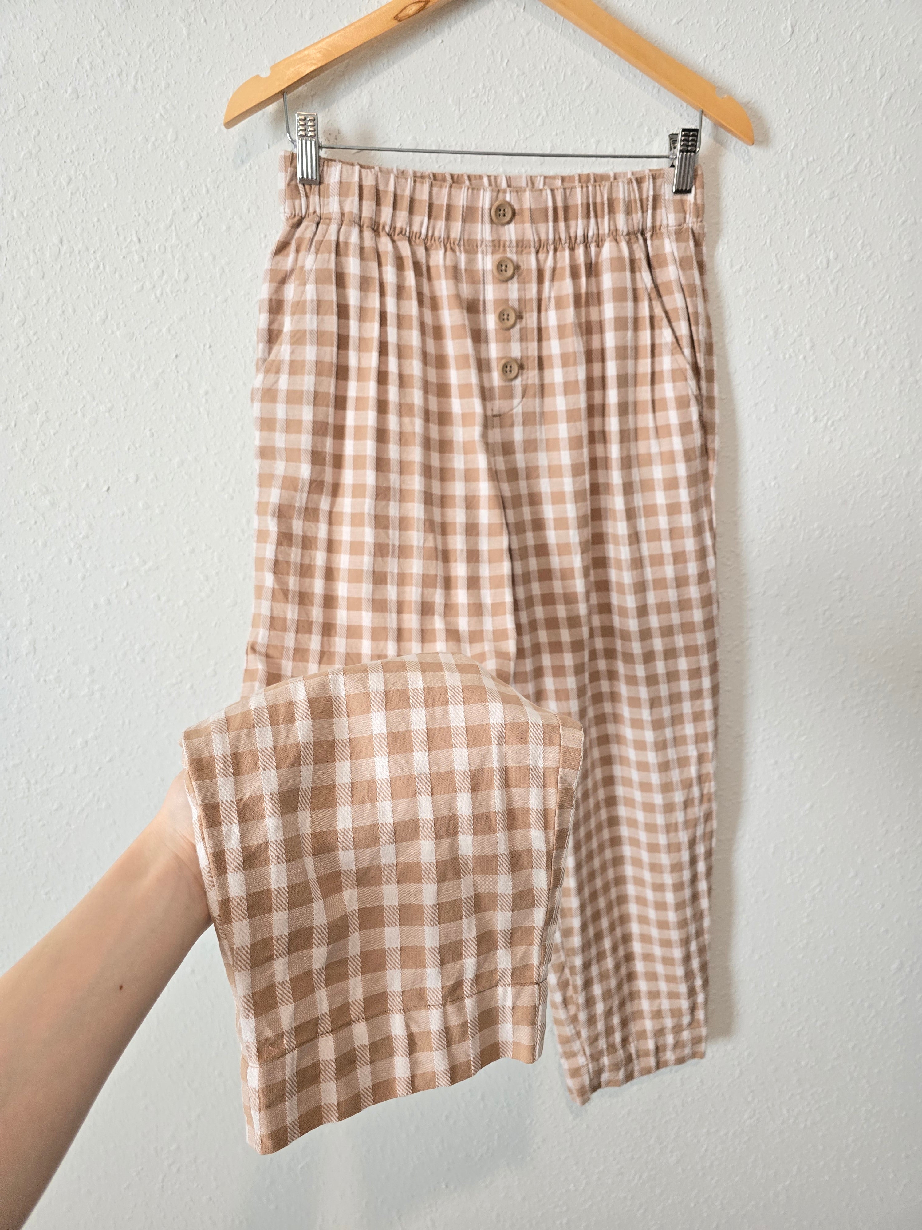 Loft Gingham Easy Pants (S)