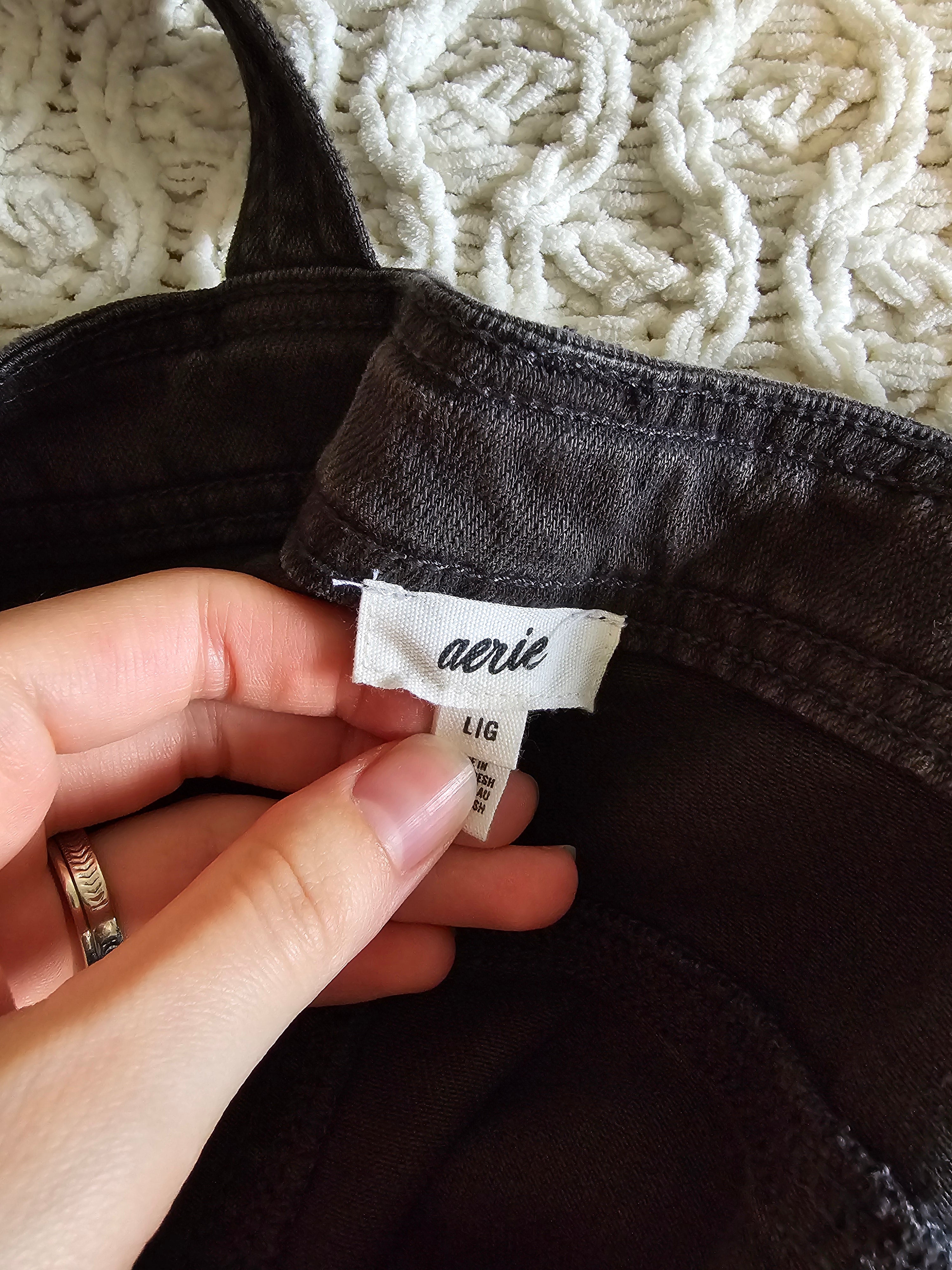 NEW Aerie Black Baggy Overalls (L)