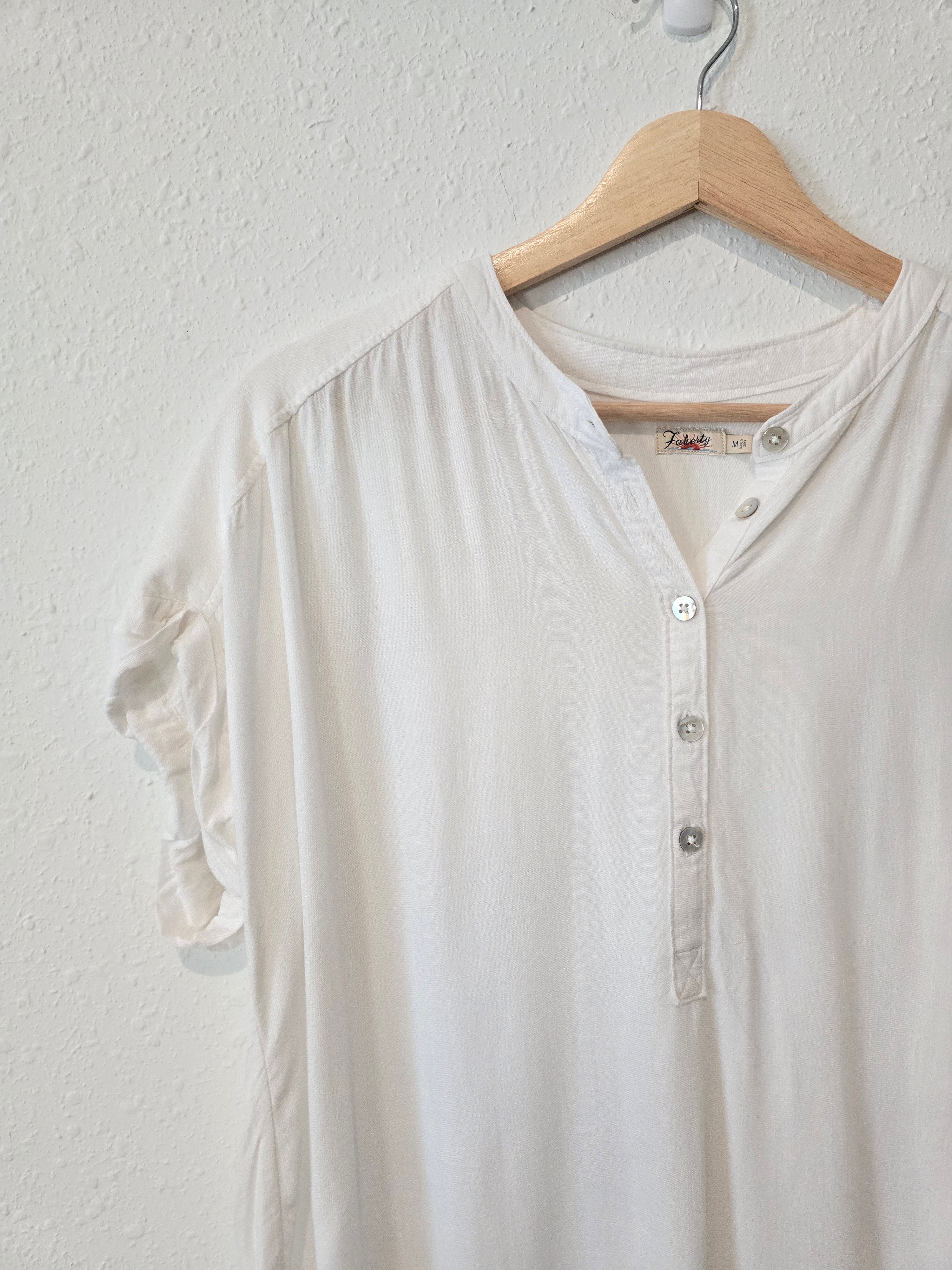 Faherty White Henley Top (M)