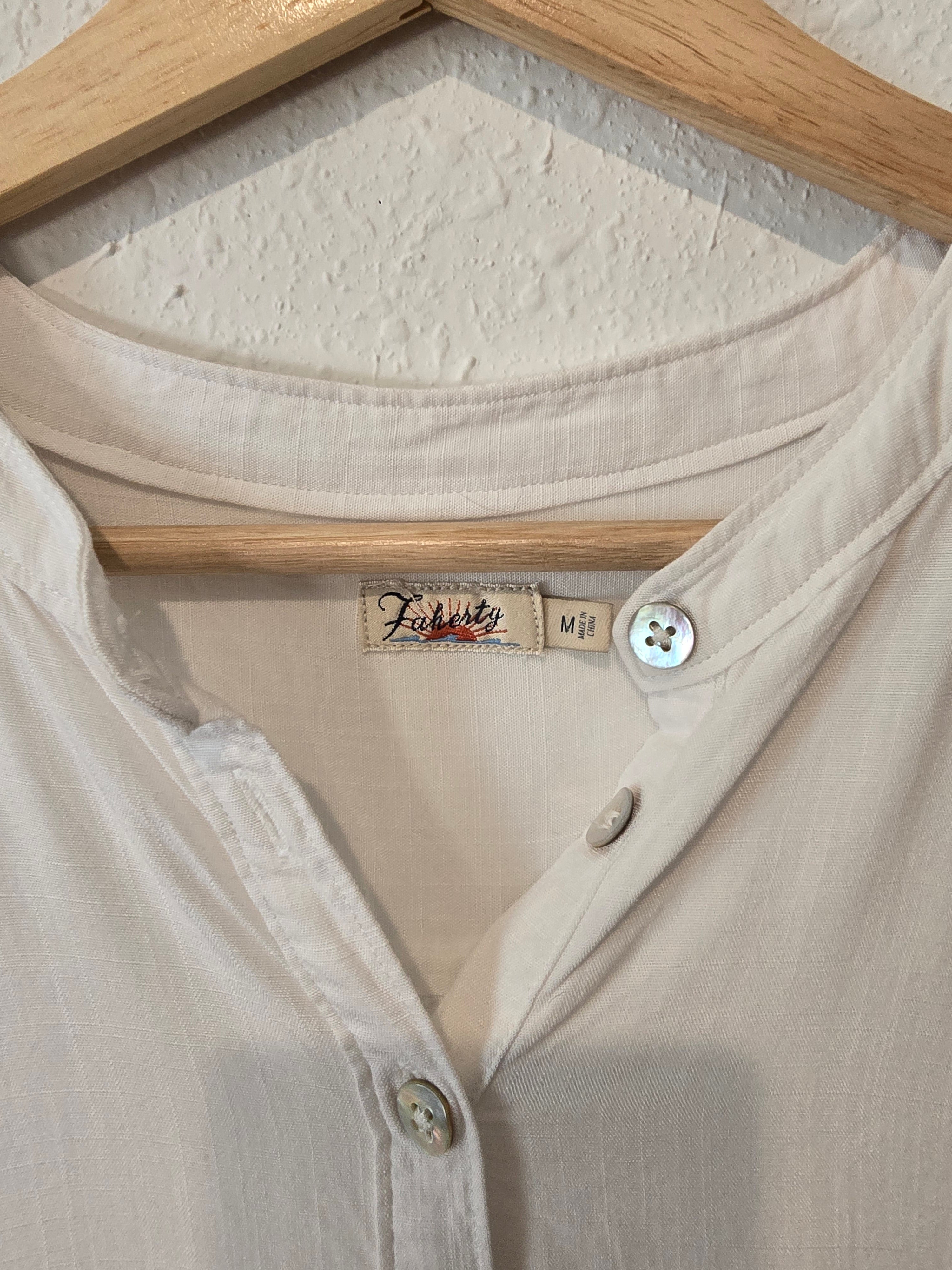 Faherty White Henley Top (M)