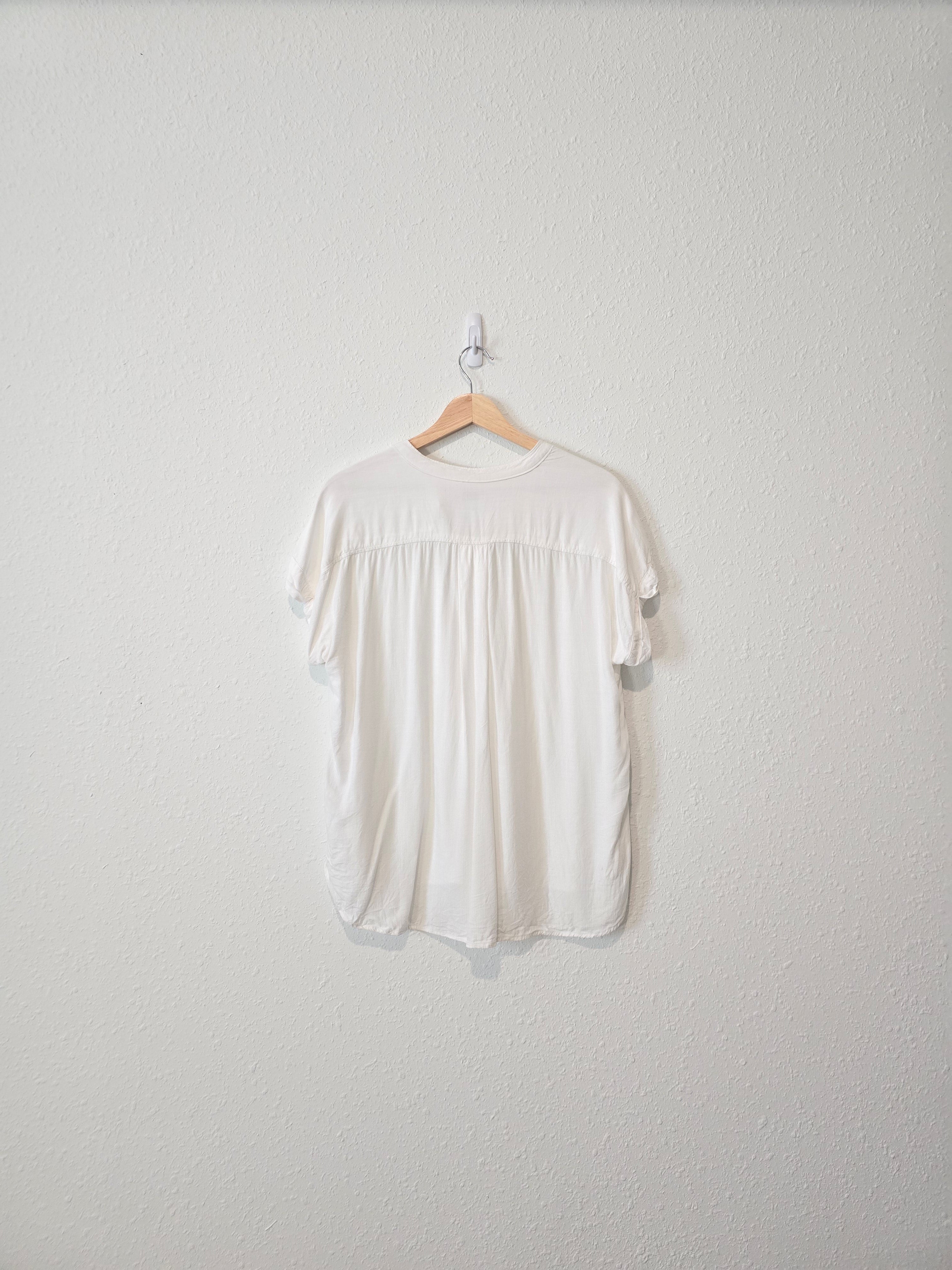 Faherty White Henley Top (M)