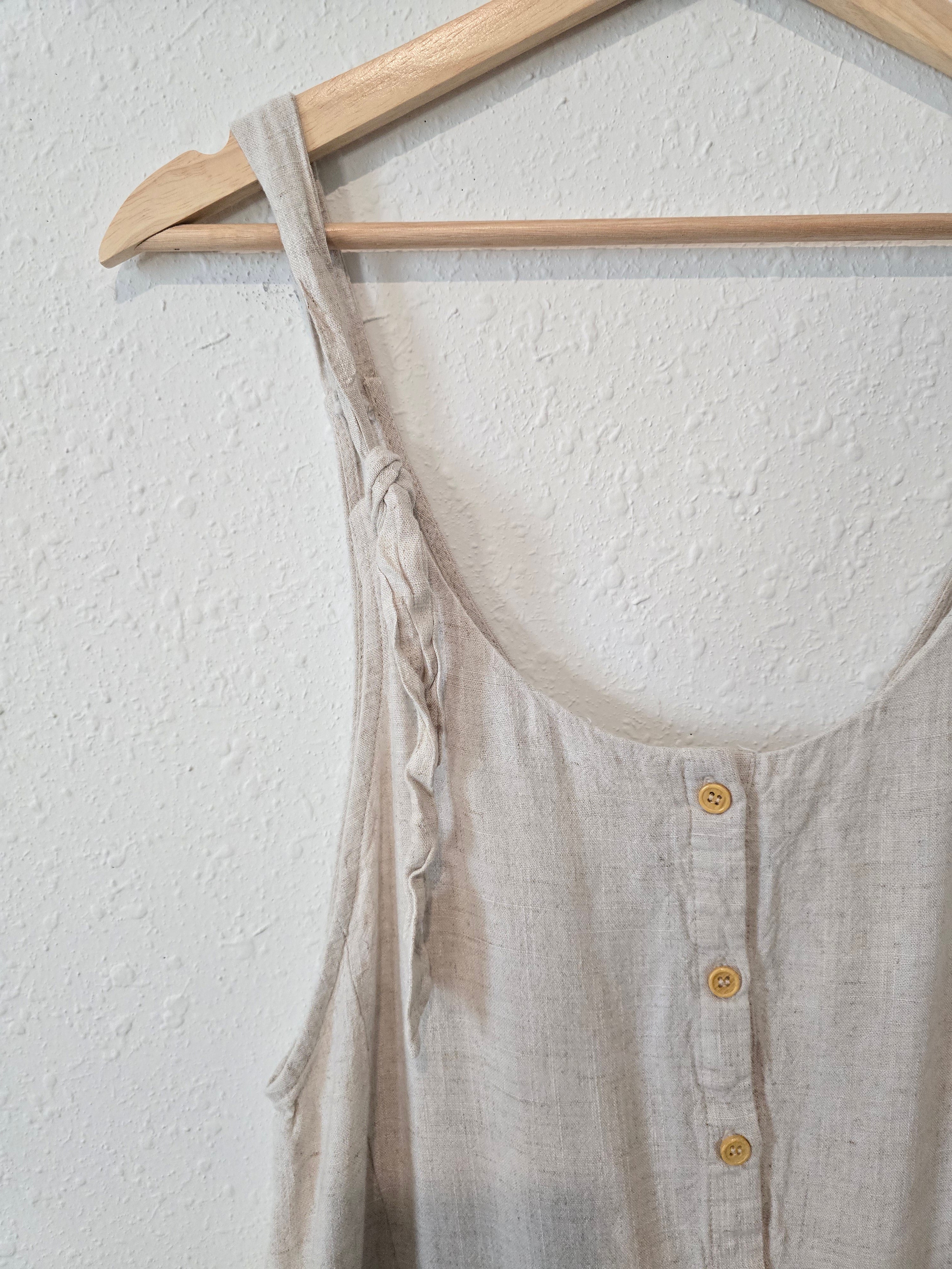 Linen Blend Cropped Jumpsuit (S)