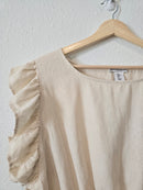 Linen Blend Ruffle Top (L)