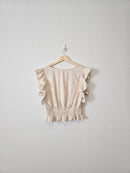 Linen Blend Ruffle Top (L)