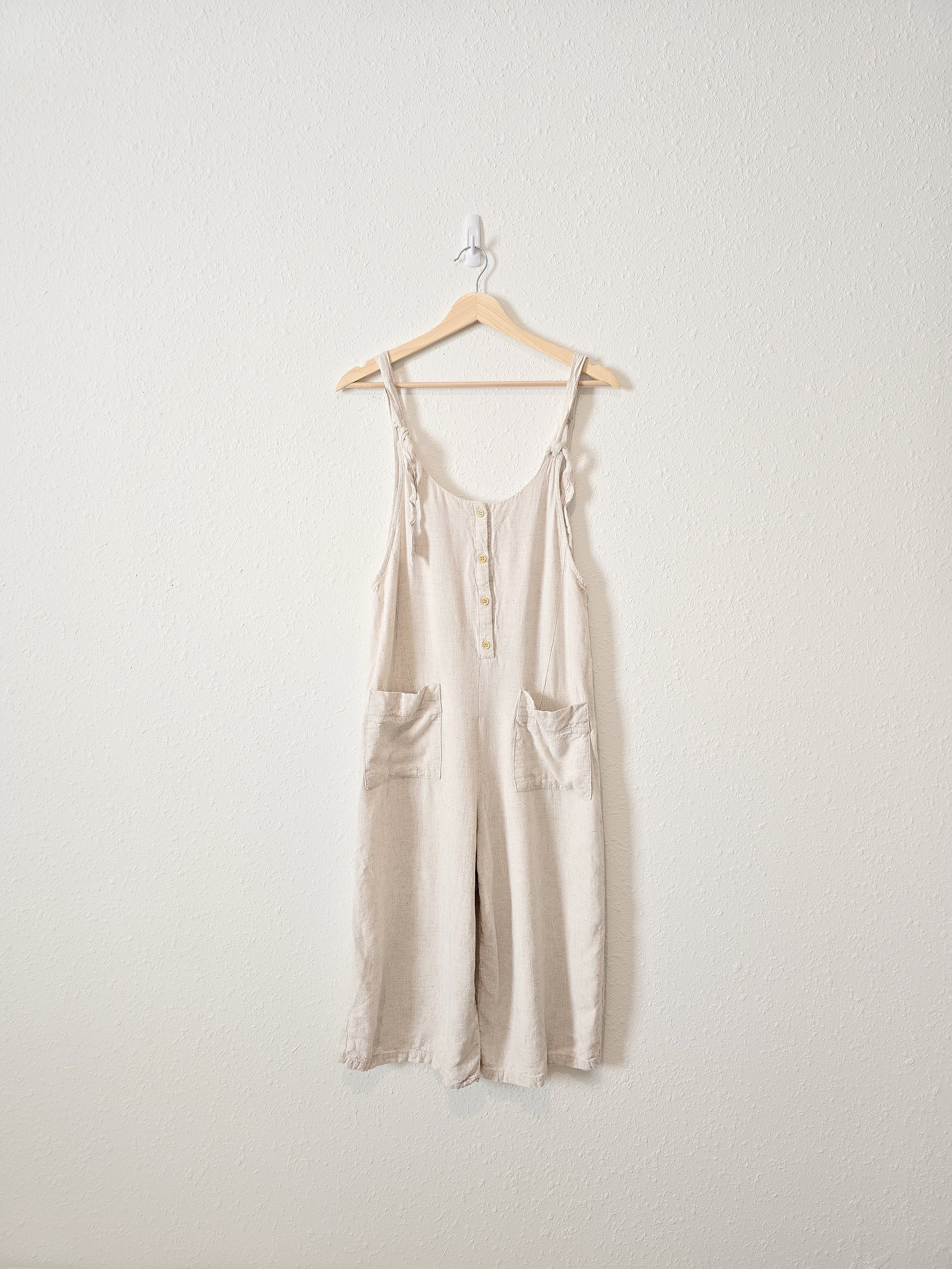 Linen Blend Cropped Jumpsuit (S)