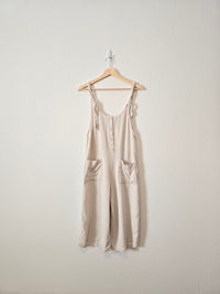 Linen Blend Cropped Jumpsuit (S)