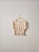 Linen Blend Ruffle Top (L)