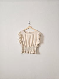 Linen Blend Ruffle Top (L)