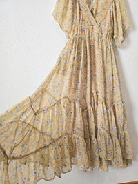 Storia Yellow Floral Maxi Dress (M)