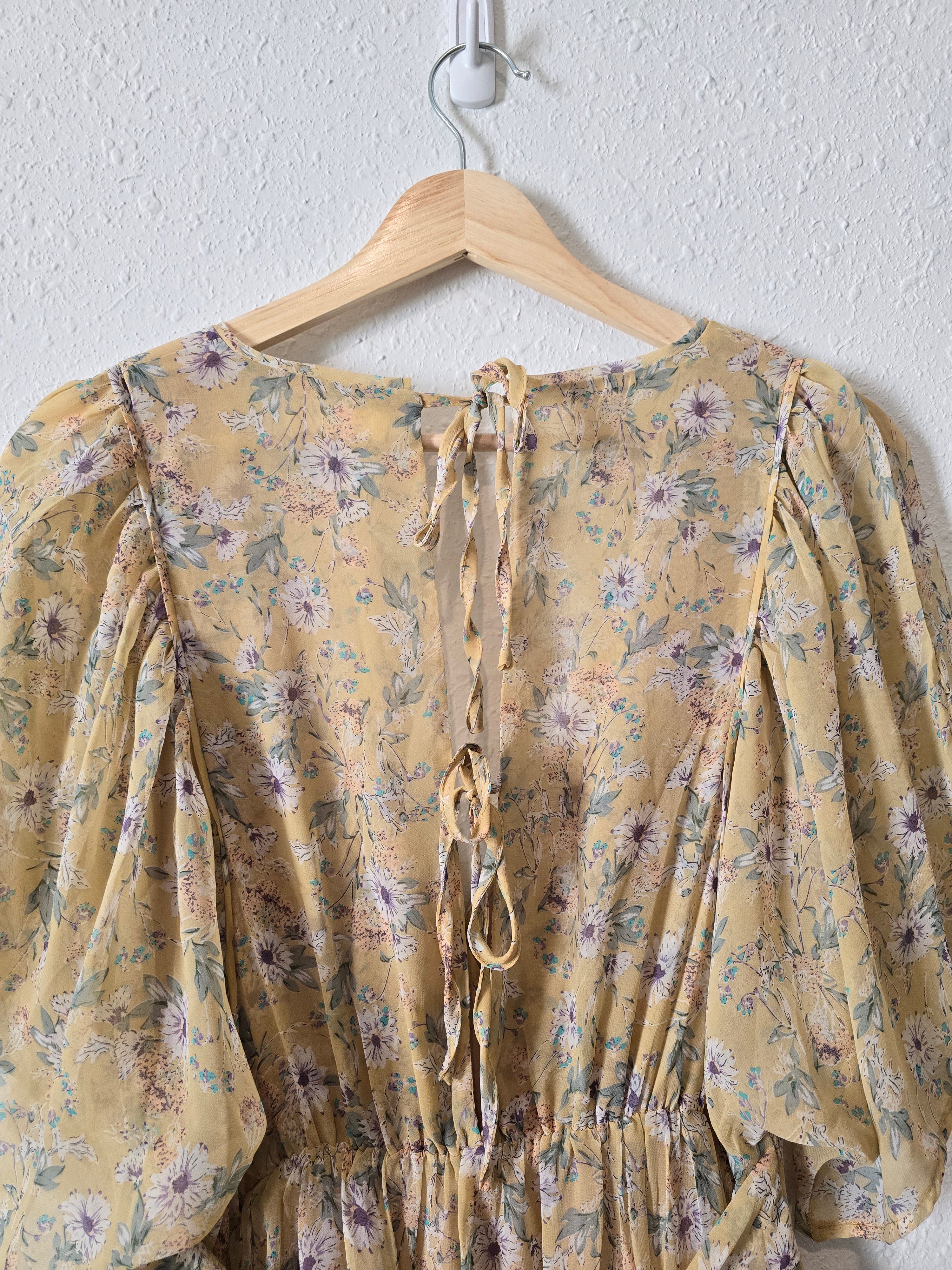 Storia Yellow Floral Maxi Dress (M)