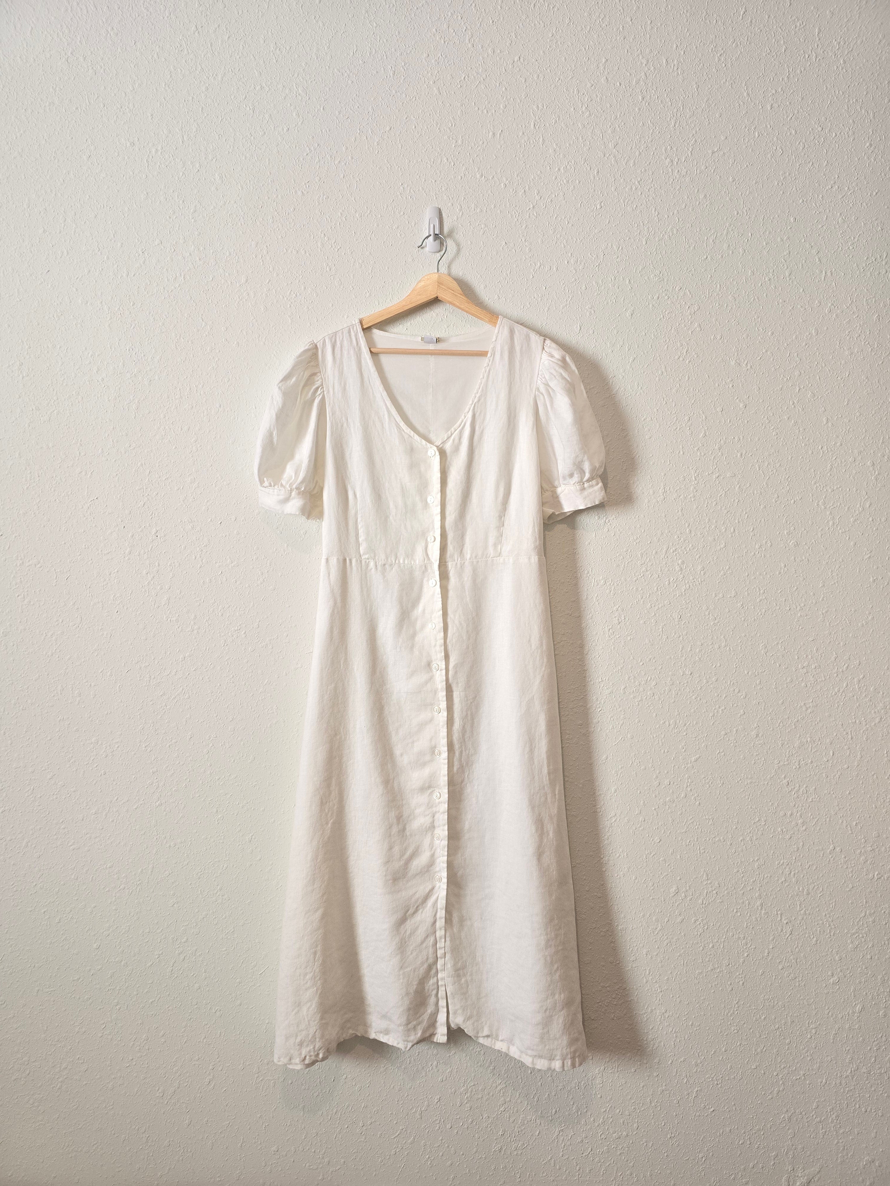 Linen Button Up Midi Dress (M)