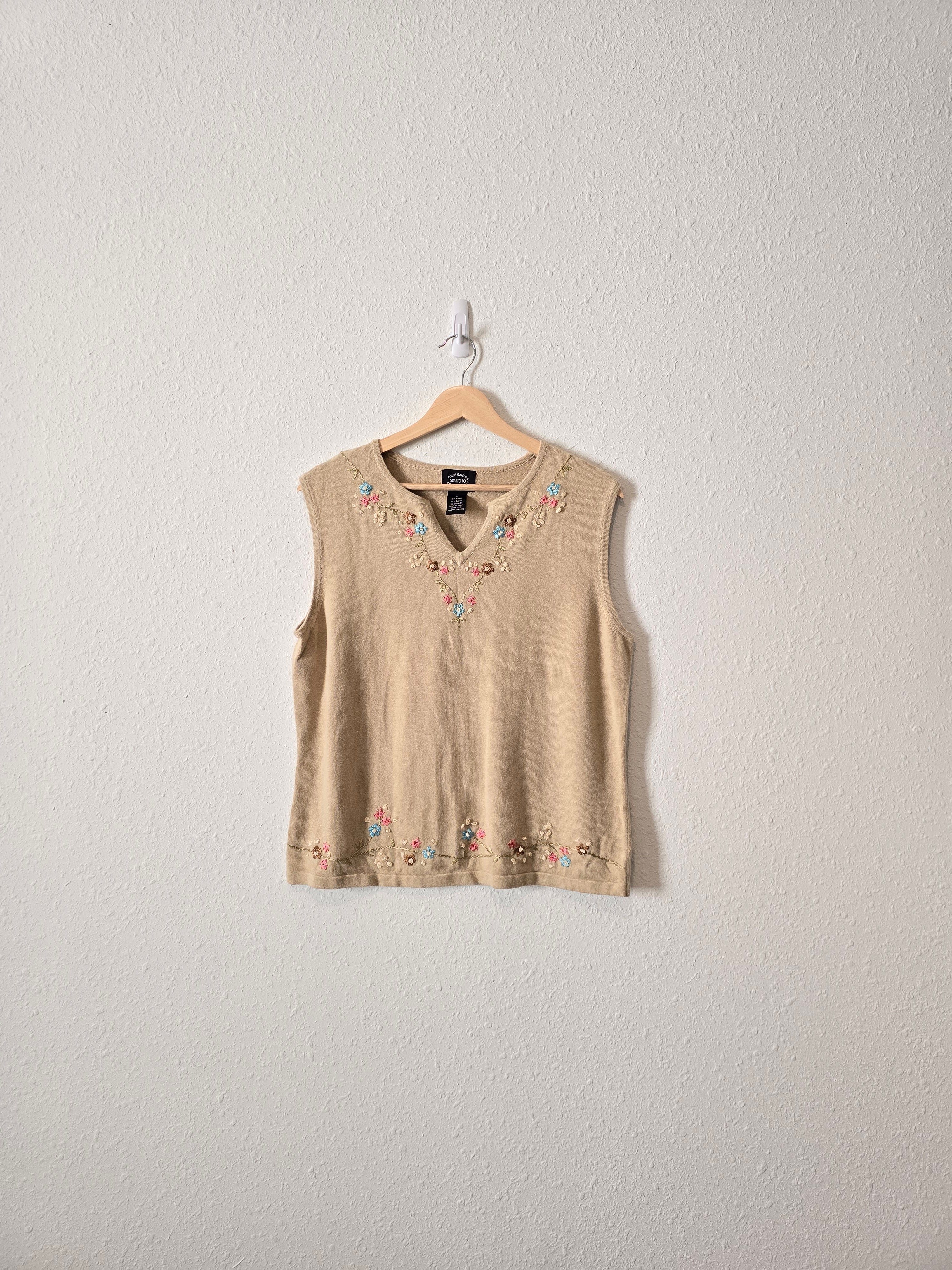 Vintage Floral Embroidered Tank (L)