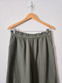 Aerie Olive Wide Leg Gauze Pants (L)