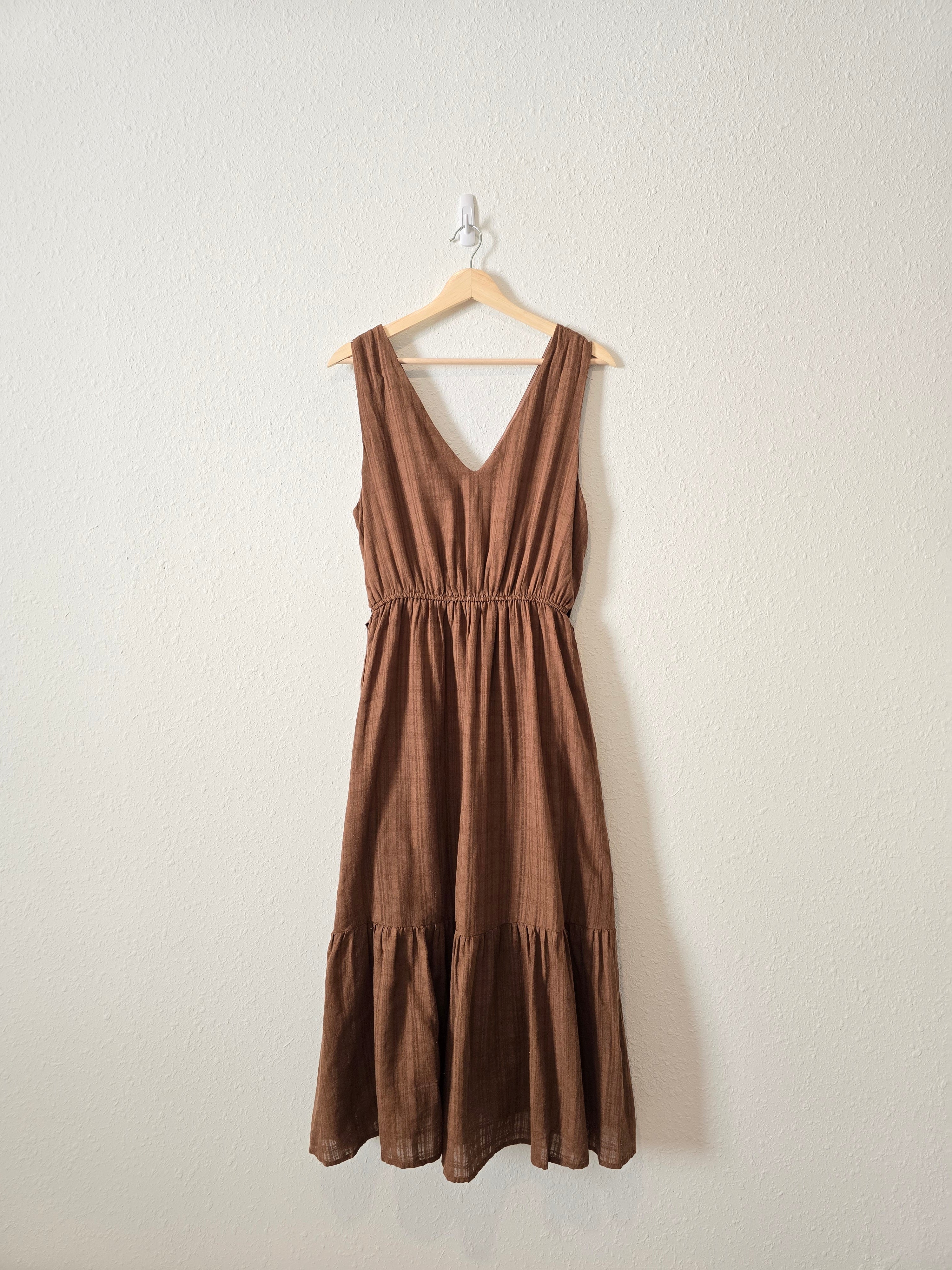 Lush Brown Tiered Midi Dress (M)