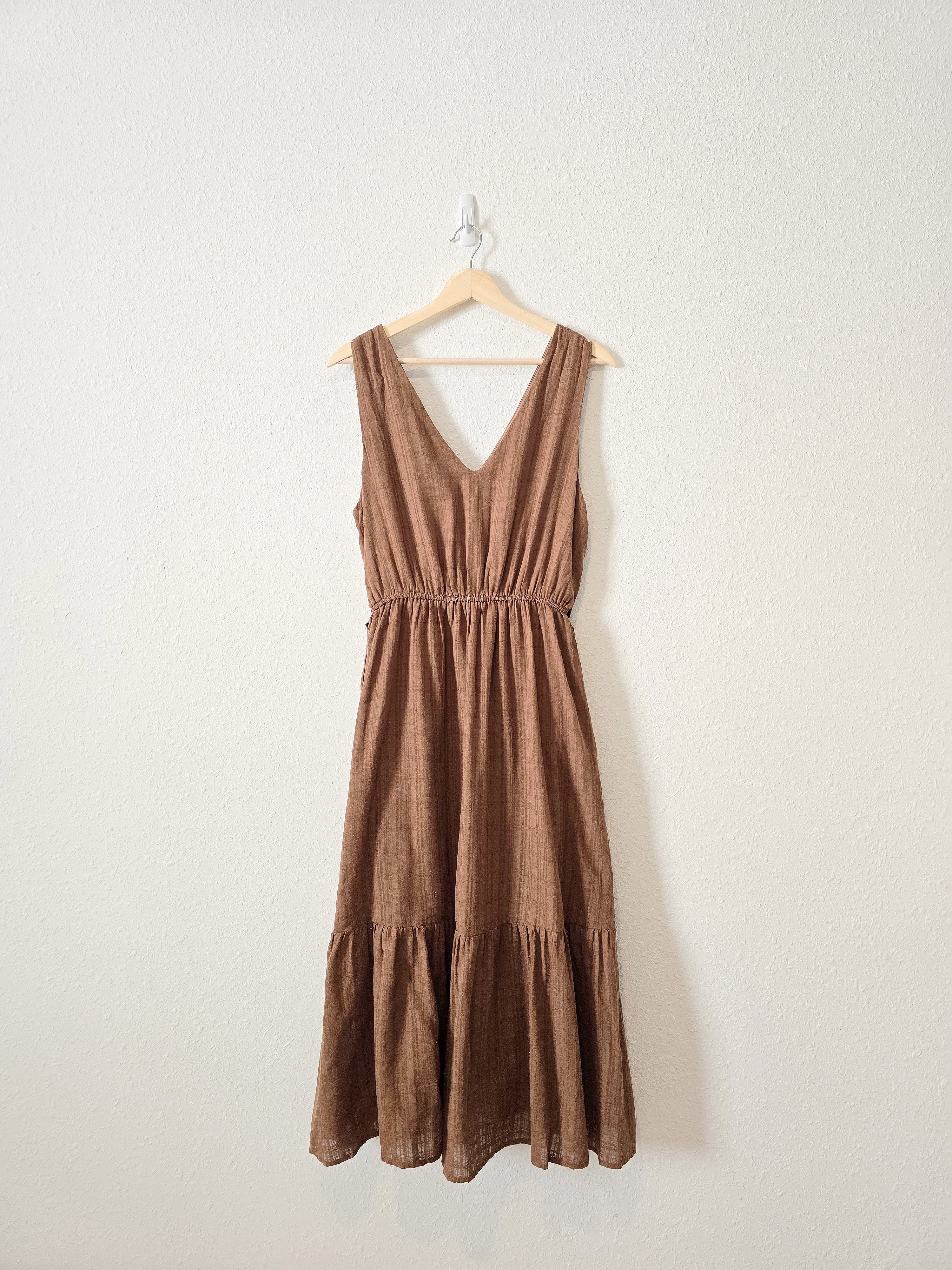 Lush Brown Tiered Midi Dress (M)