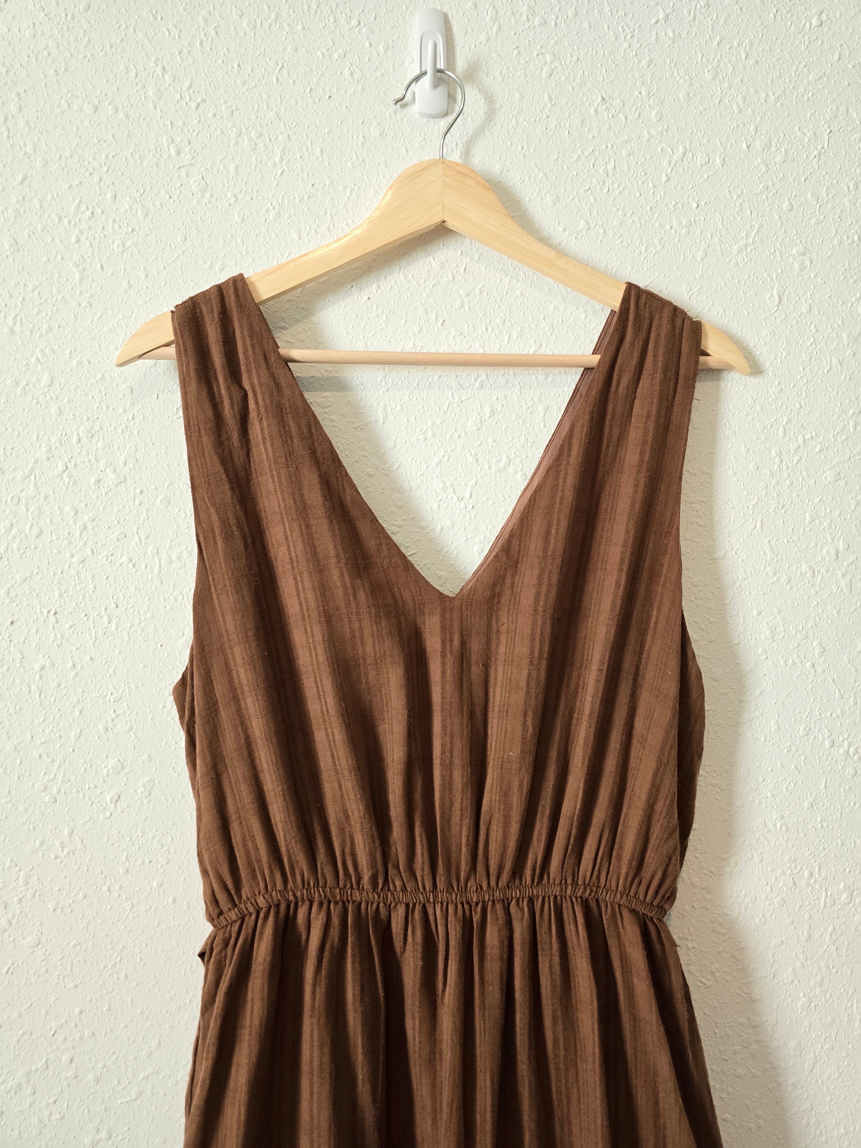 Lush Brown Tiered Midi Dress (M)