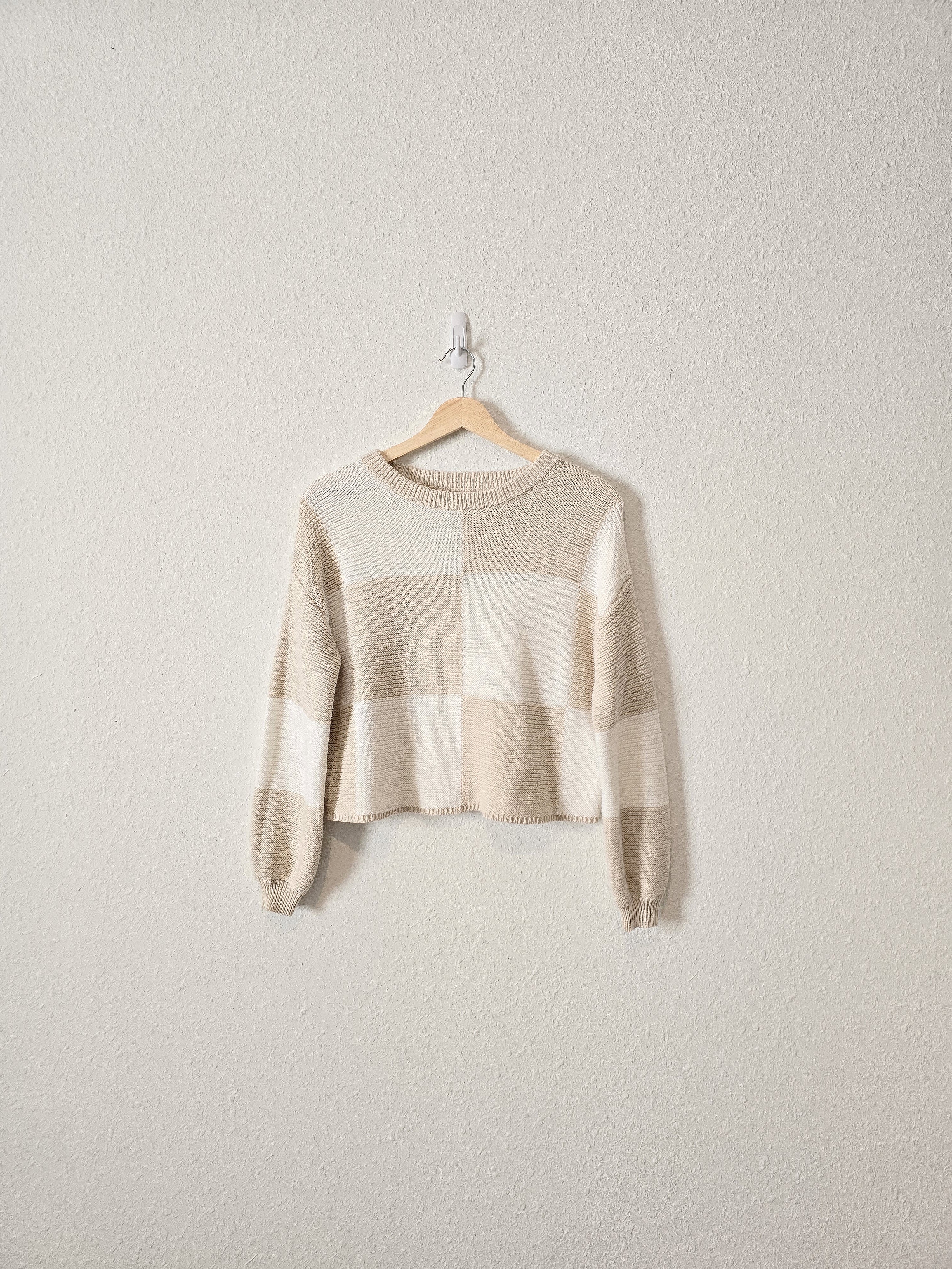 Neutral Checkered Sweater (XS)