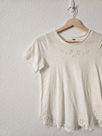 Free People Floral Eyelet Tee (S)