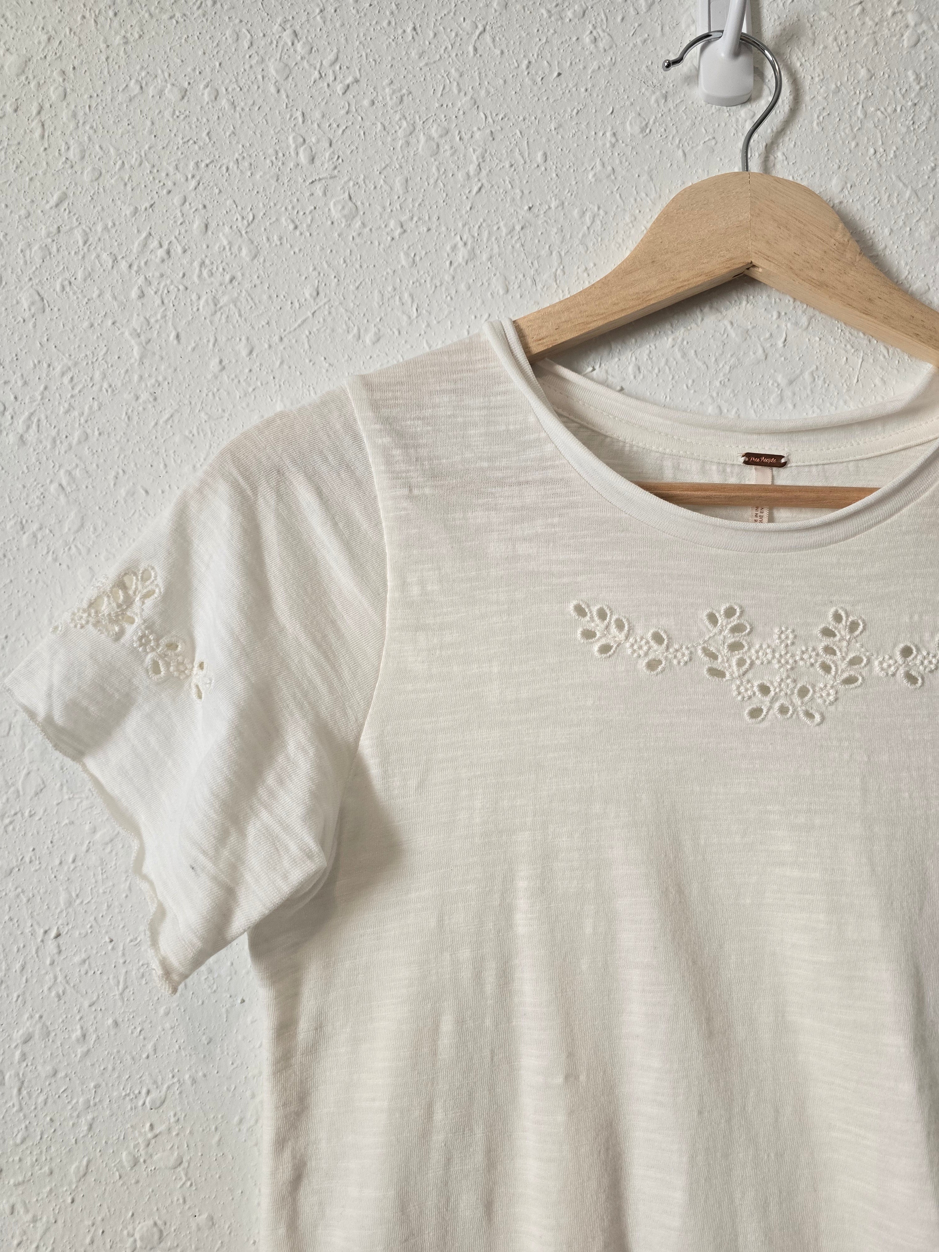 Free People Floral Eyelet Tee (S)