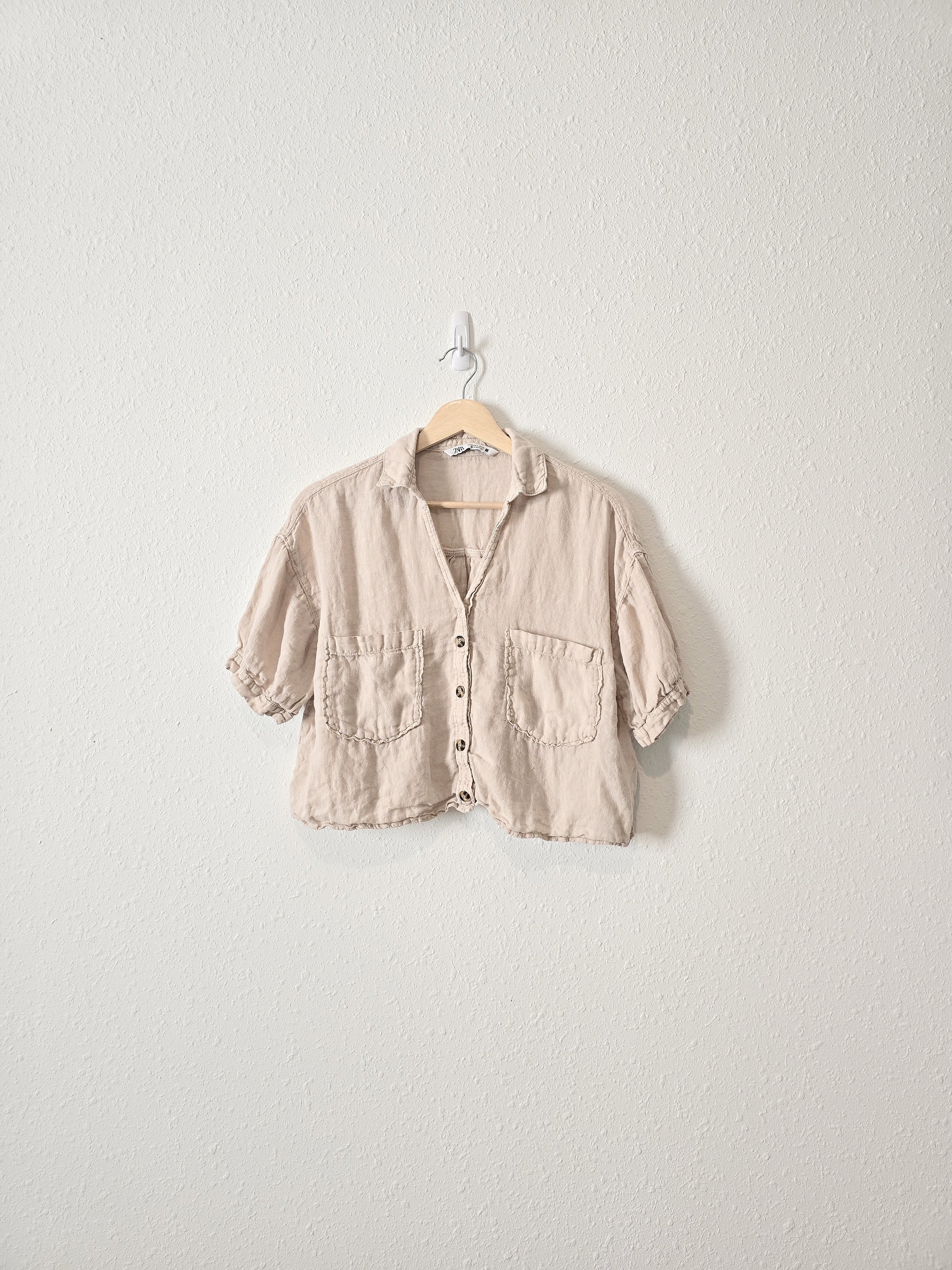 Zara 100% Linen Button Up (S)