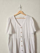 White Linen Blend Midi Dress (L)