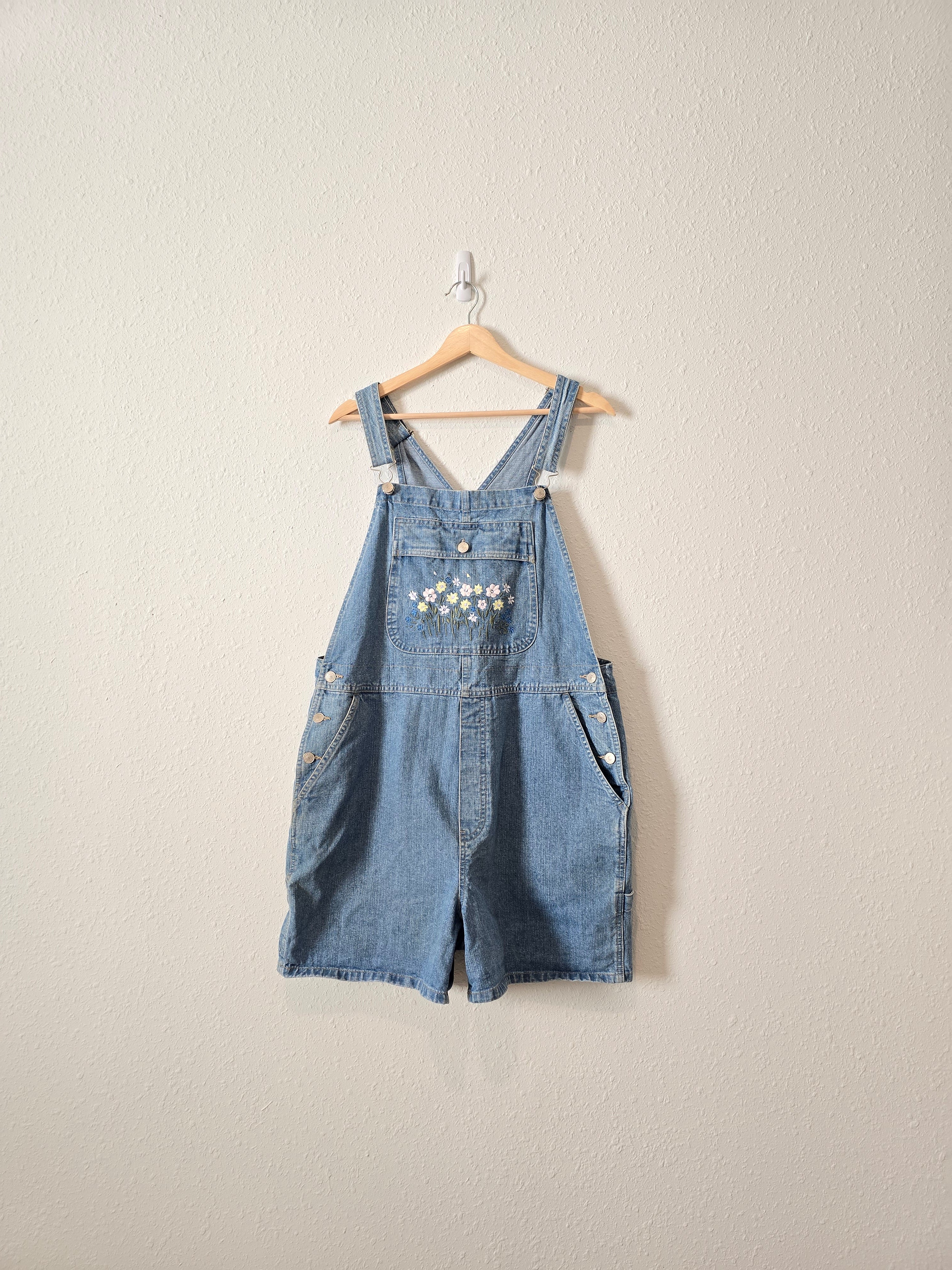 Vintage Floral Denim Shortalls (L)