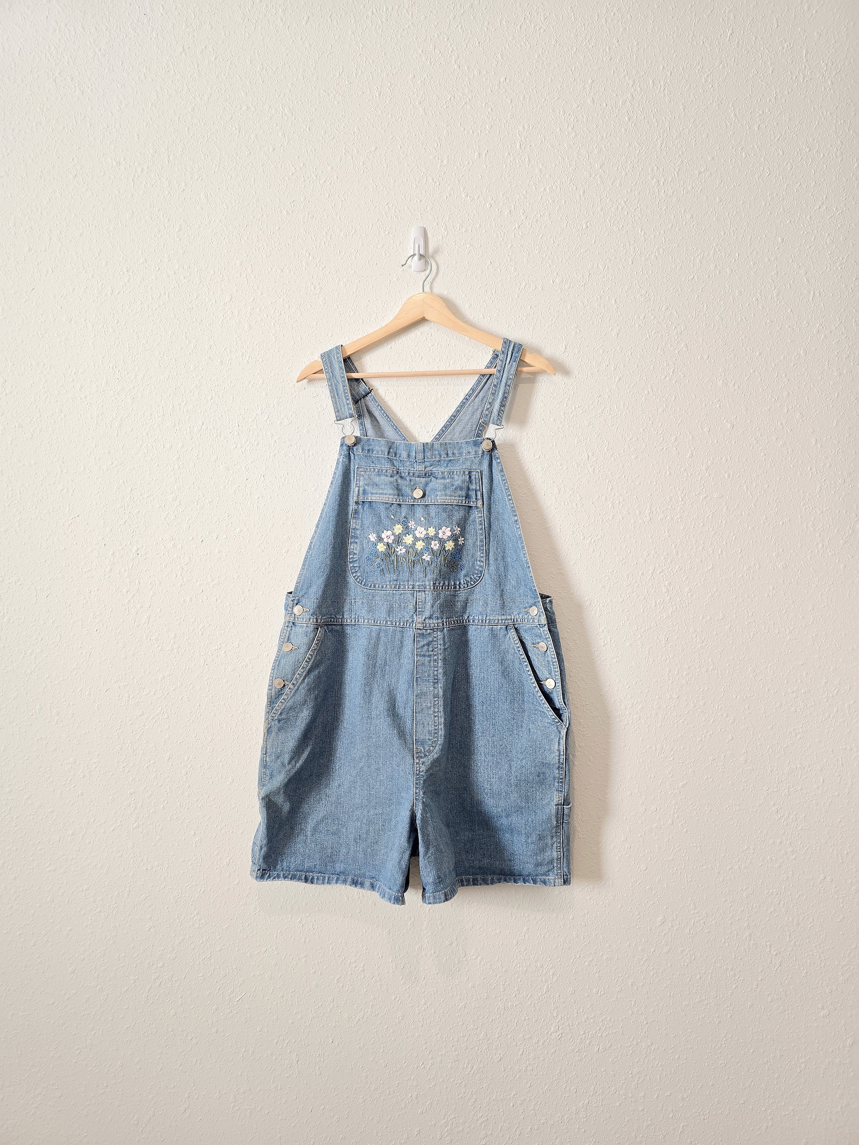 Vintage Floral Denim Shortalls (L)