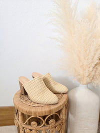 Raffia Slip On Heel Mules (8)