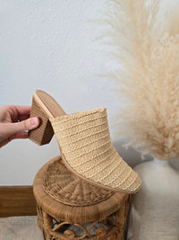 Raffia Slip On Heel Mules (8)