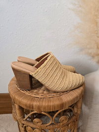 Raffia Slip On Heel Mules (8)