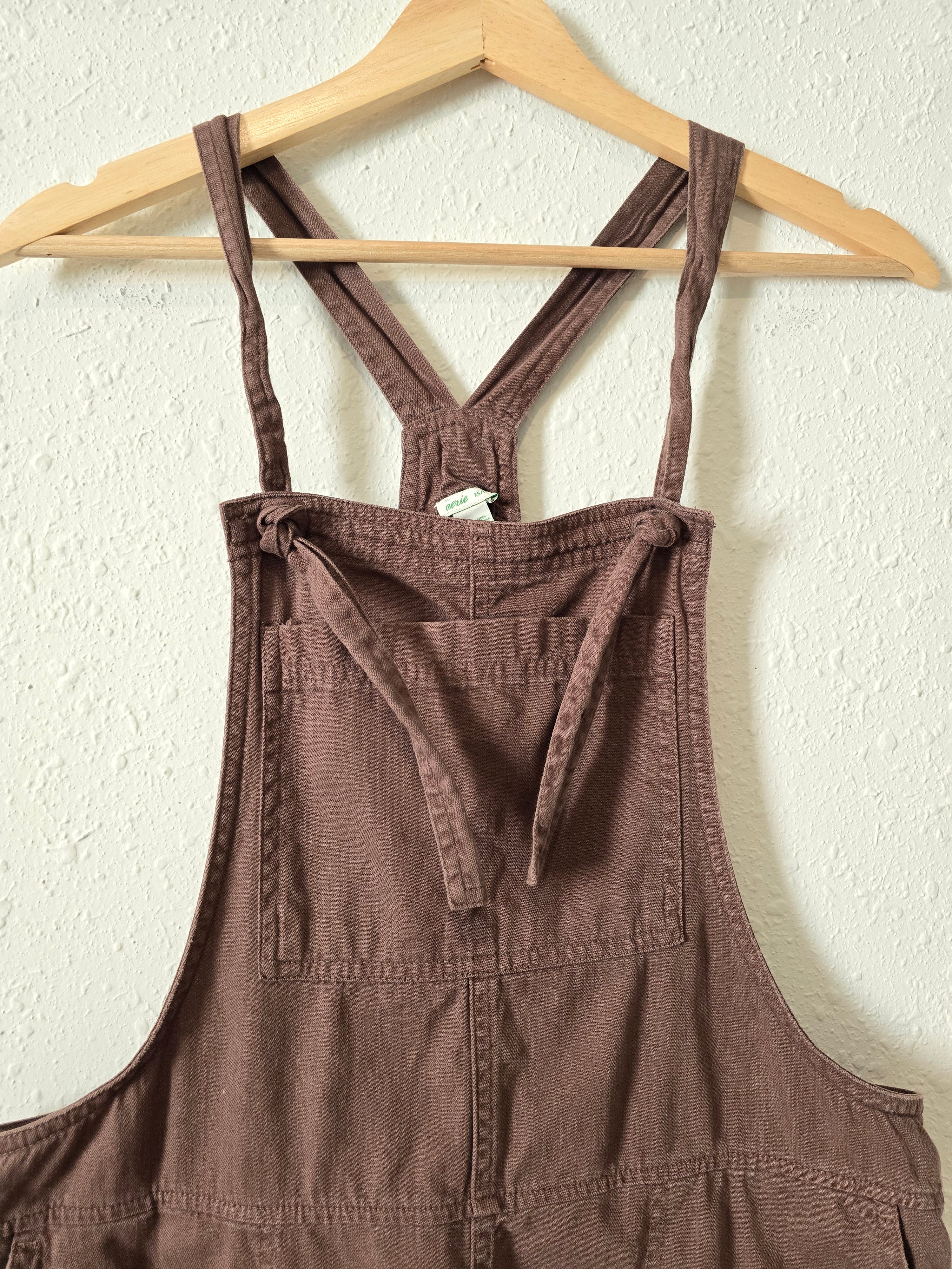 Aerie Brown Straight Overalls (XS)