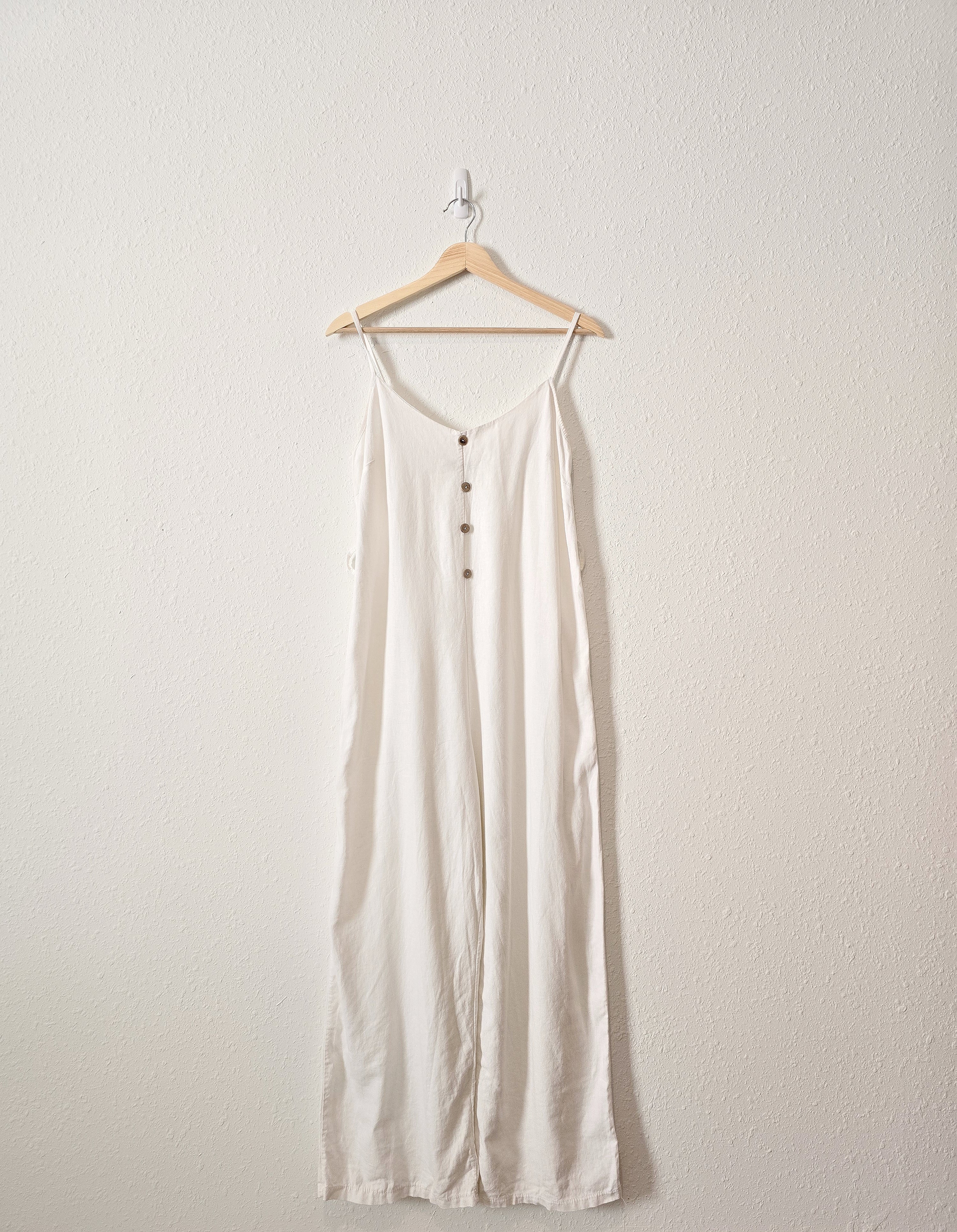 White Wide Leg Linen Jumpsuit (S-L)