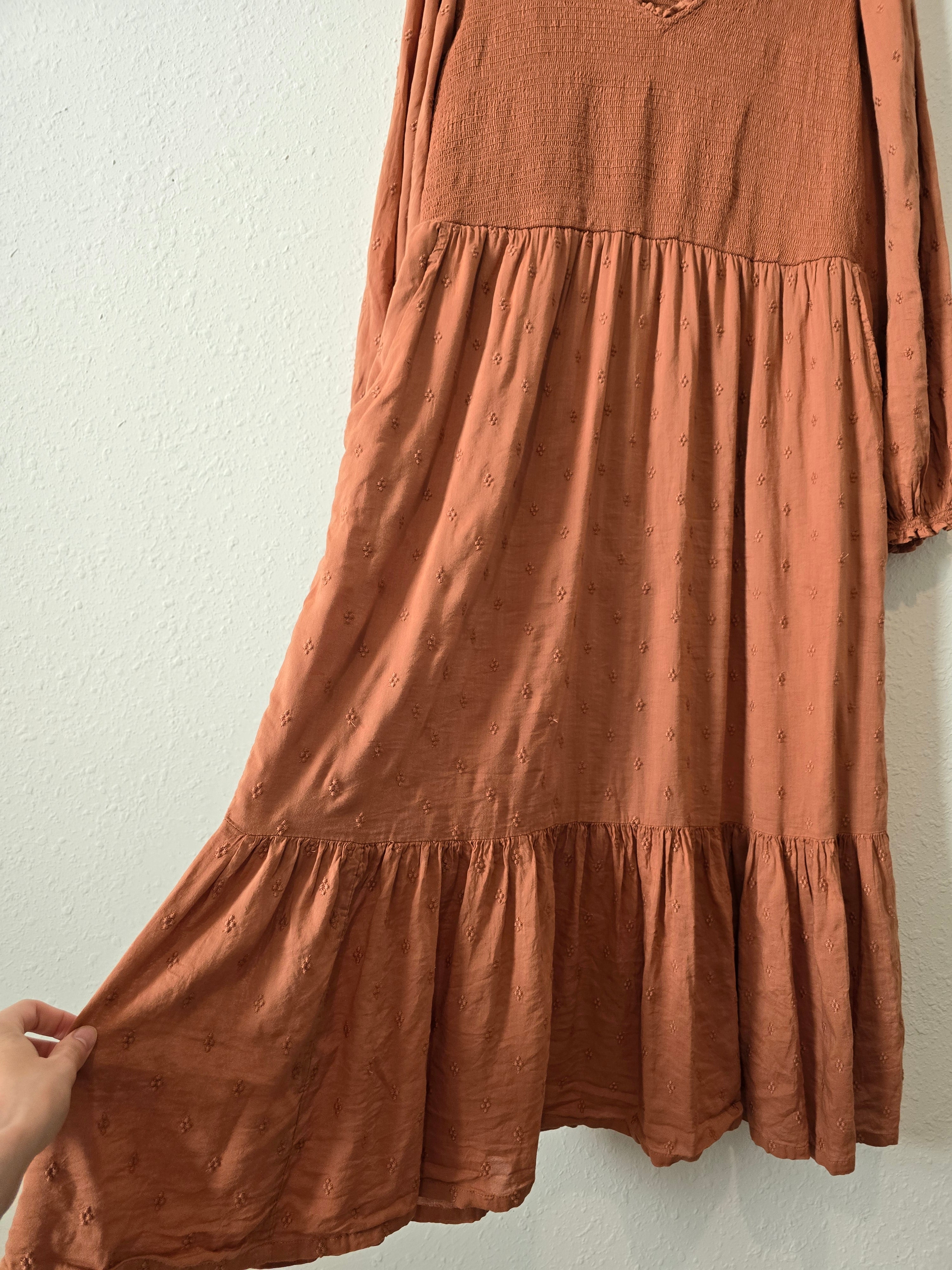 Terracotta Embroidered Dress (XL)