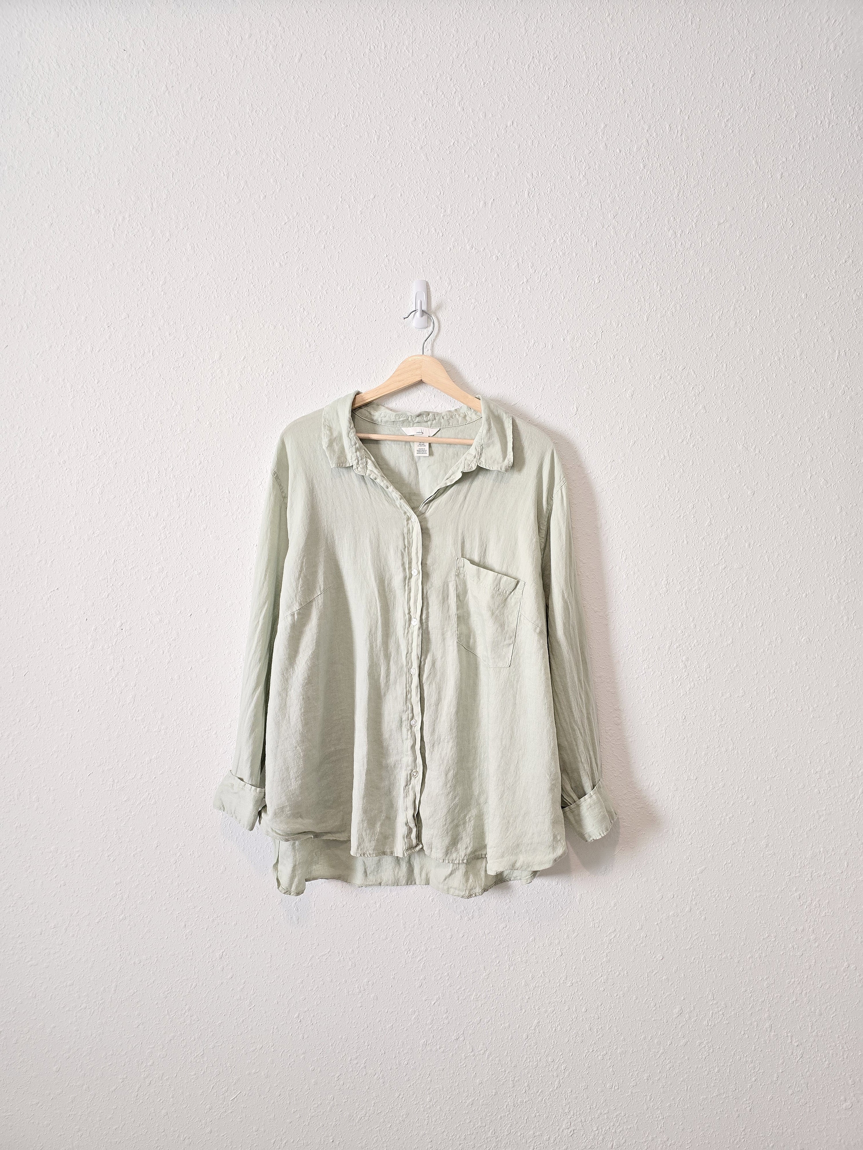 Sage 100% Linen Button Up (XXL)