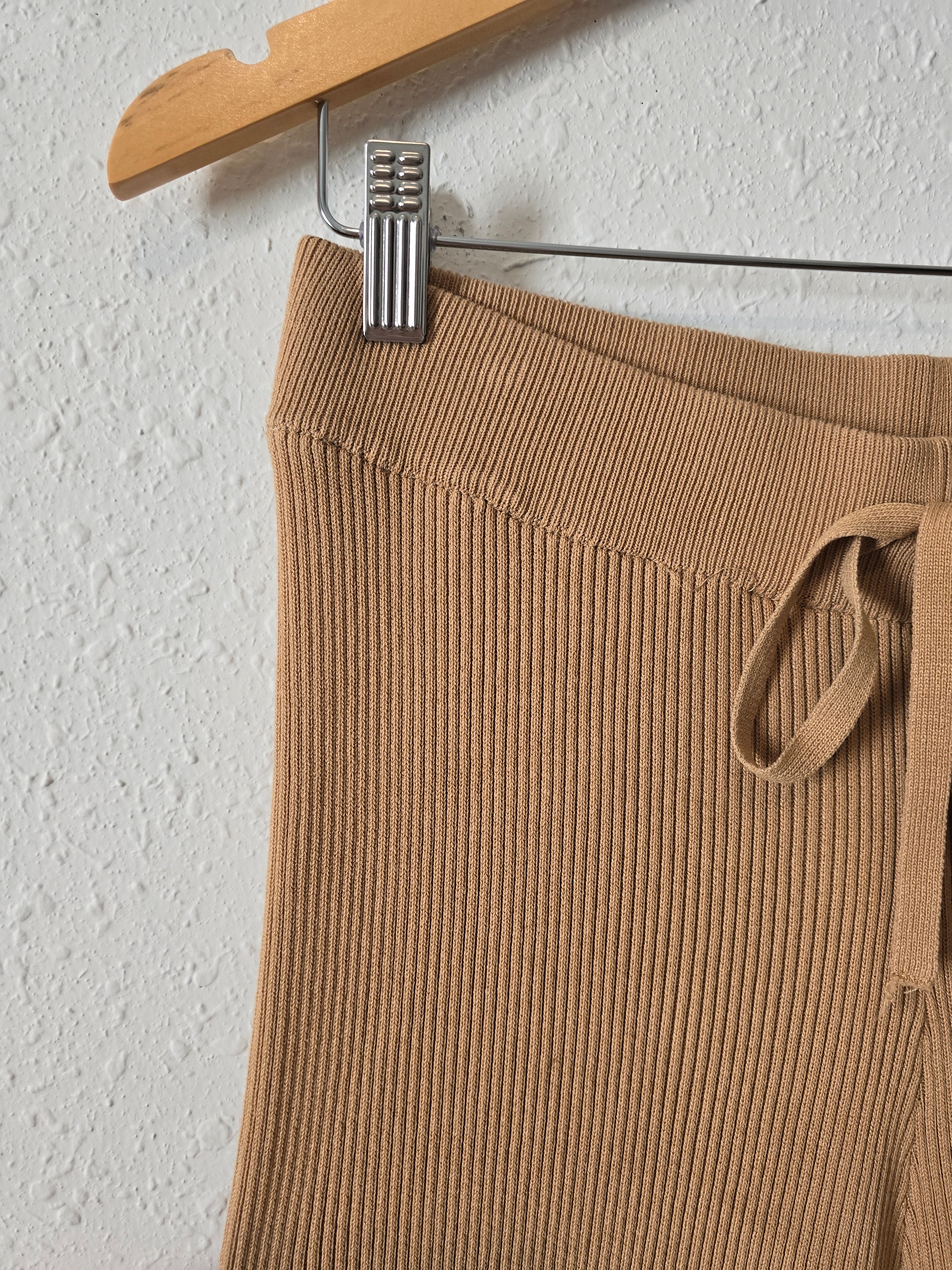 Camel Ribbed Lounge Pants (S)