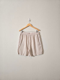 Stone Linen Relaxed Shorts (L)