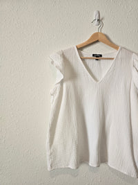 White Cotton Gauze Top (L)