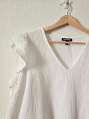 White Cotton Gauze Top (L)