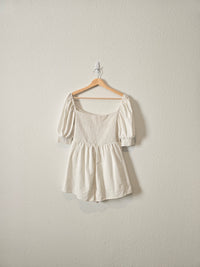 Linen Blend Puff Sleeve Romper (8)