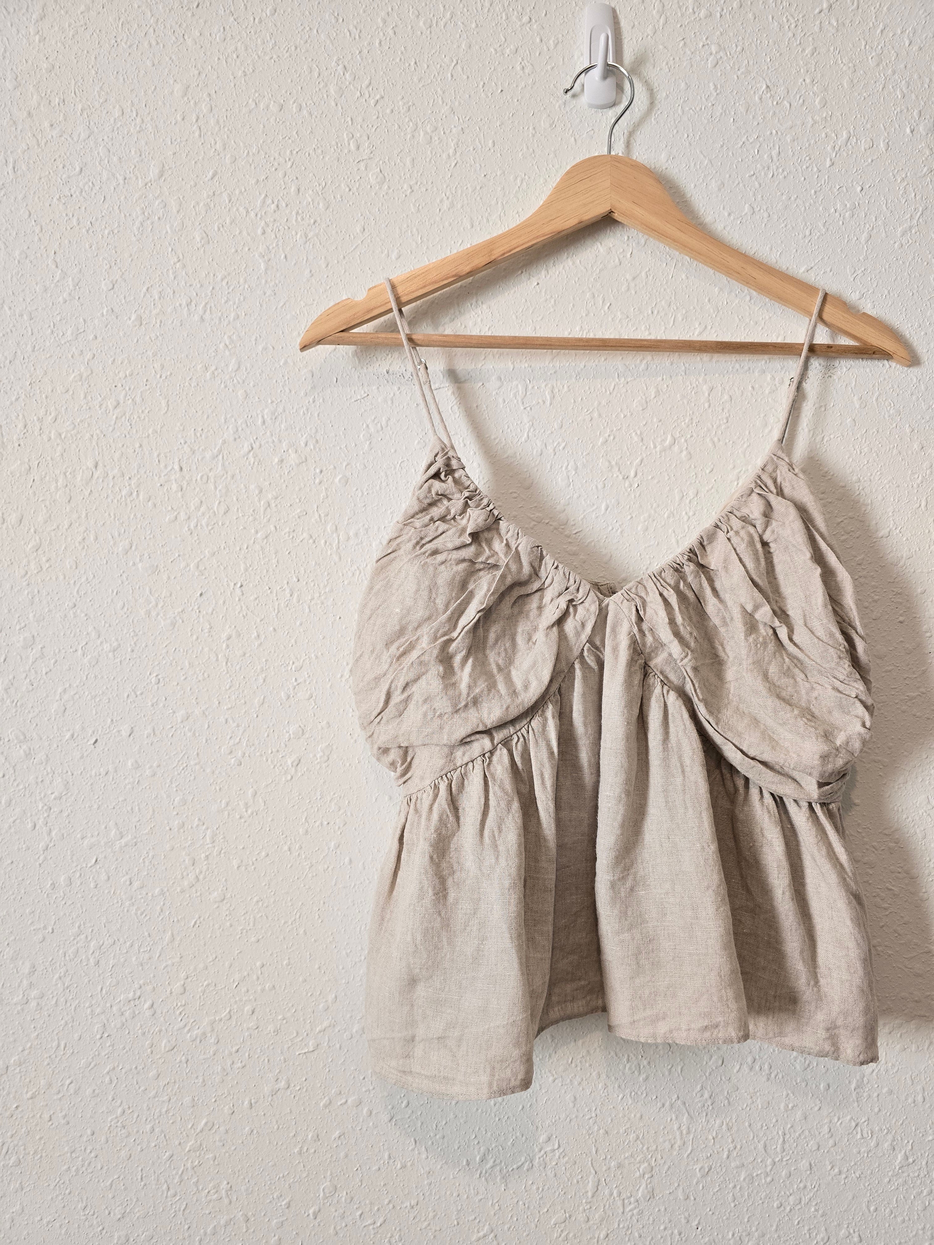 J.Crew Gathered Linen Tank (L)