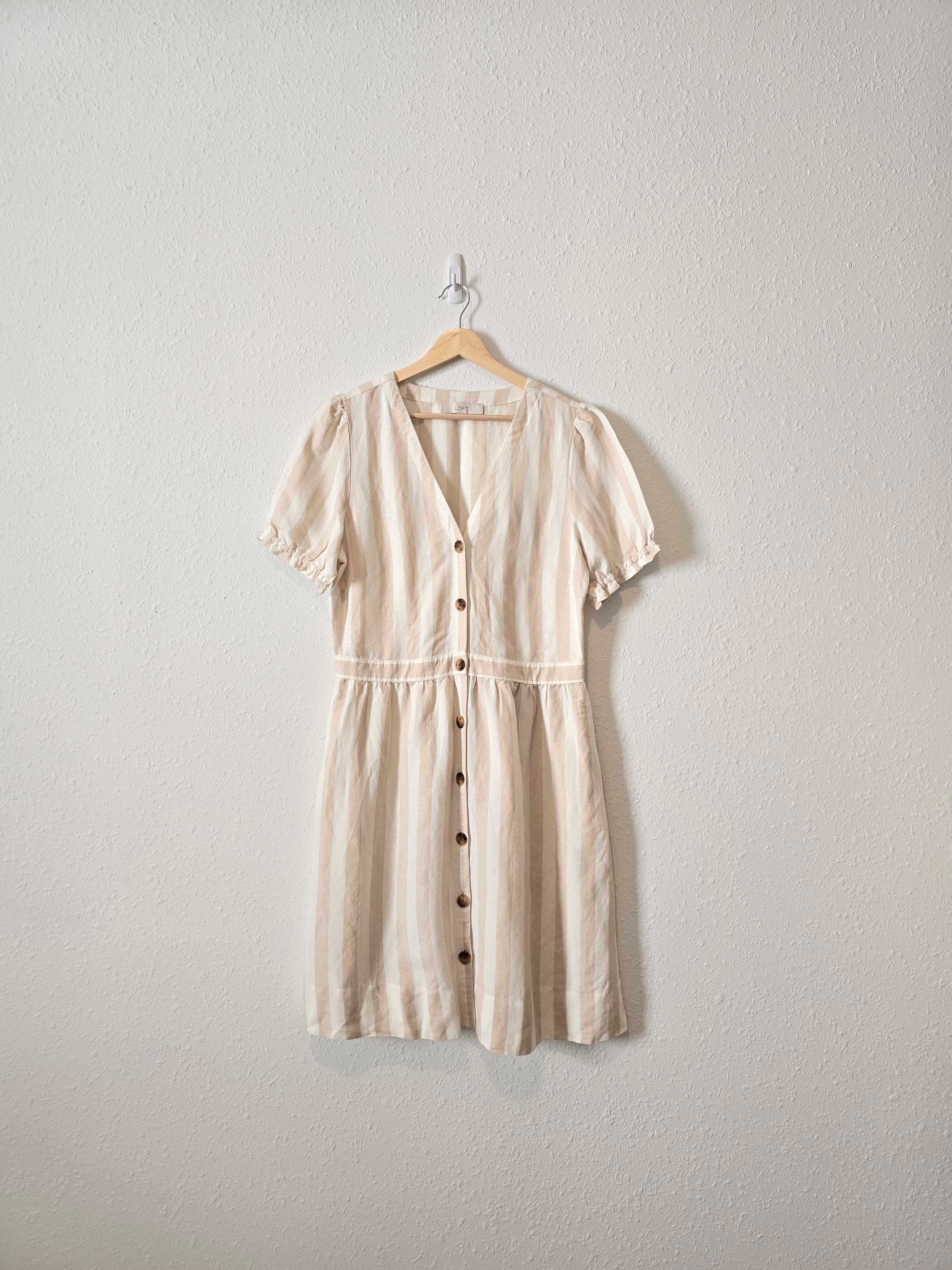 Loft Linen Blend Striped Dress (8)