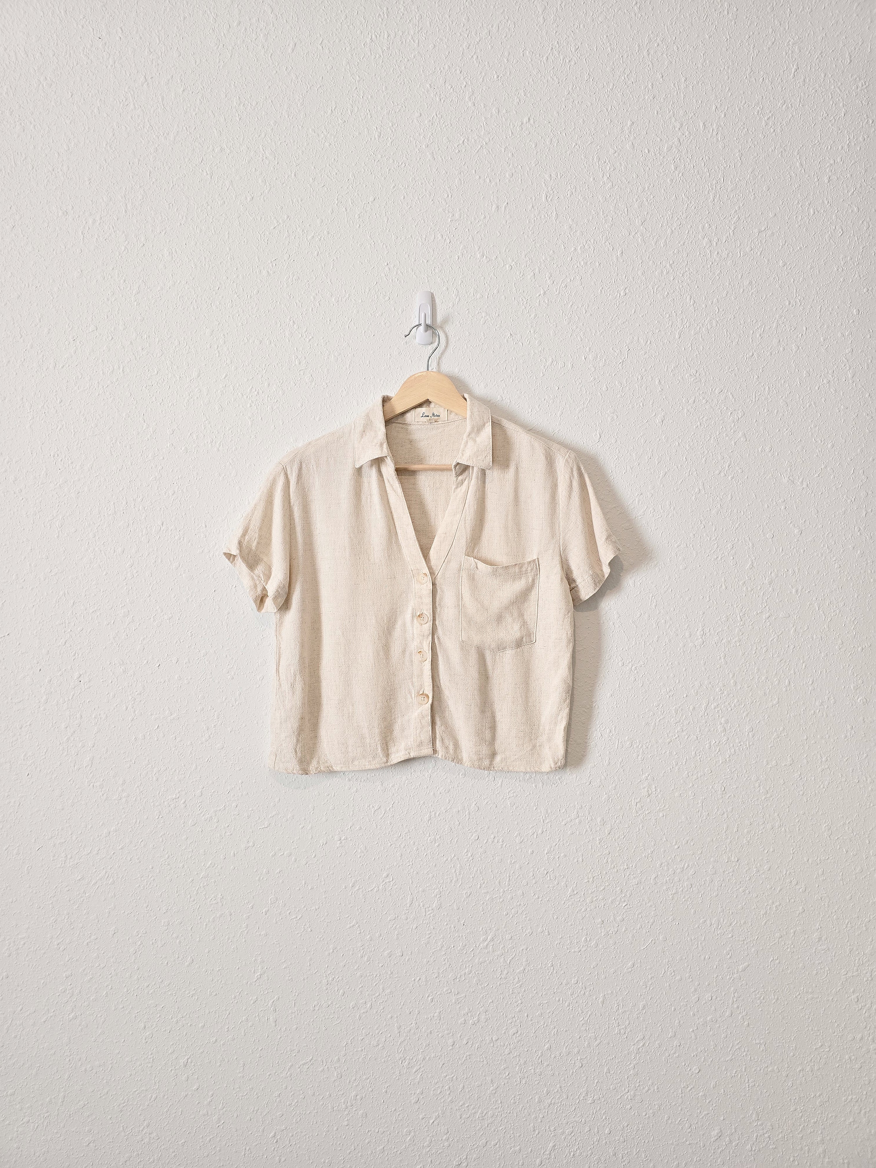 Linen Blend Button Up Top (S)