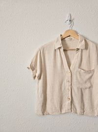 Linen Blend Button Up Top (S)