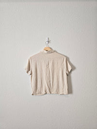 Linen Blend Button Up Top (S)