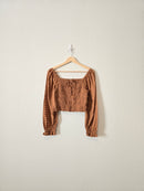 Brown Smocked Crop Top (M)