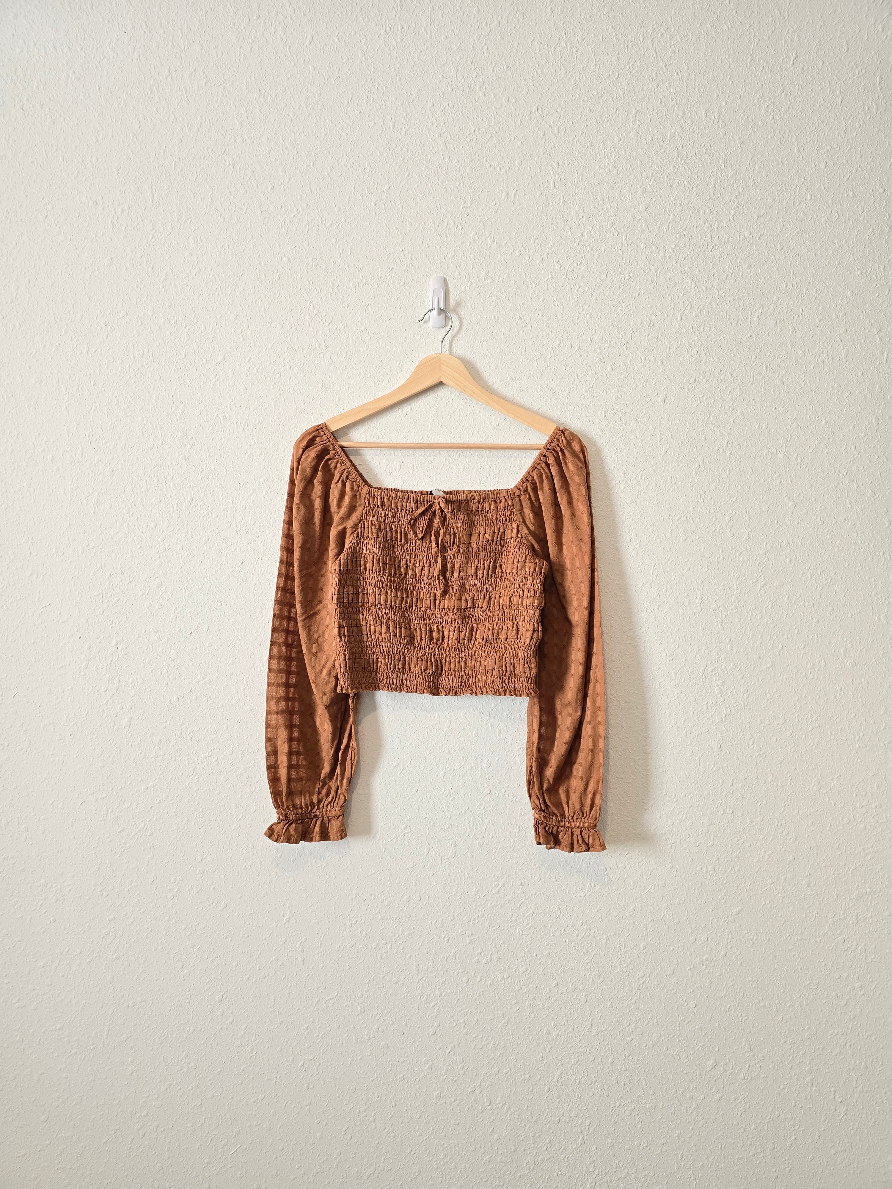 Brown Smocked Crop Top (M)