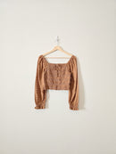 Brown Smocked Crop Top (M)