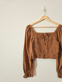 Brown Smocked Crop Top (M)