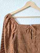 Brown Smocked Crop Top (M)