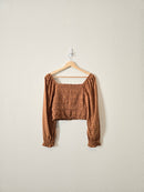 Brown Smocked Crop Top (M)